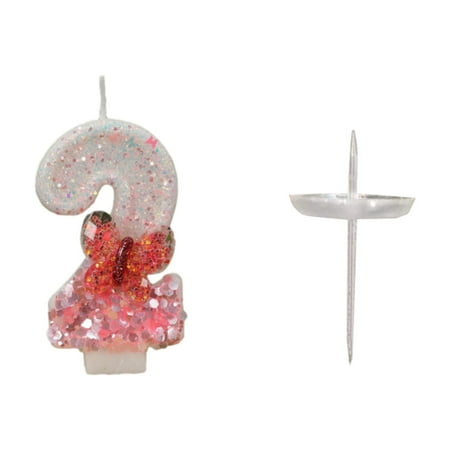 dajkiuy Birthday Number Candles Butterfly Birthday Candles for Cake Glitter Number 2 Candle Cake Topper with Sequins for Women Anniversary Celebrations Supplies