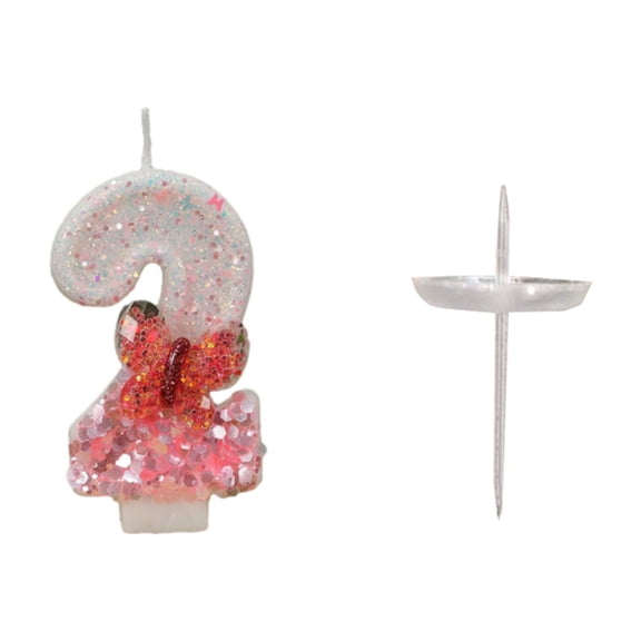 dajkiuy Birthday Number Candles, Butterfly Birthday Candles for Cake, Glitter Number 2 Candle Cake Topper with Sequins for Women Anniversary Celebrations Supplies