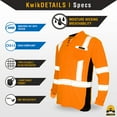 thumbnail image 5 of KwikSafety (Charlotte, NC) ESTIMATOR Long Sleeve Safety Shirt (Y-Neck Button w/POCKET) Class 3 ANSI OSHA Custom High Visibility Reflective Tape Construction Security HiViz Clothing Men | Orange Small, 5 of 7