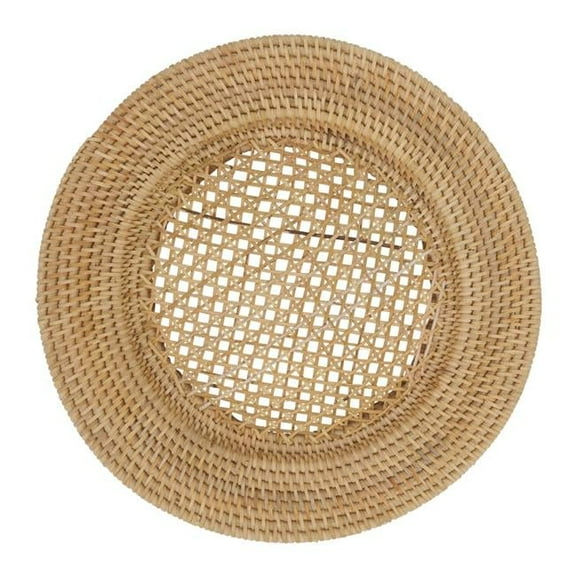SARO CH714.N13R 13 in. Handmade Rattan Charger Plates  Round - Set of 4