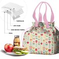 thumbnail image 4 of Pioneer Flower Drawstring Lunch Bag Women - Drawstring Lunch Bag Insulated for Work Office - Stain-Resistant Large Lunchbags for Women with Multi-Pockets, 4 of 6