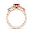 thumbnail image 2 of ANGARA Lab Grown 2 Ct Oval Ruby Side Stone Engagement Ring with Diamonds for Women in 14K Rose Gold (Size-9x7mm) | July Birthstone, Birthday, Anniversary, Jewelry Gift for Women | Lab-Grown Ruby Ring, 2 of 8