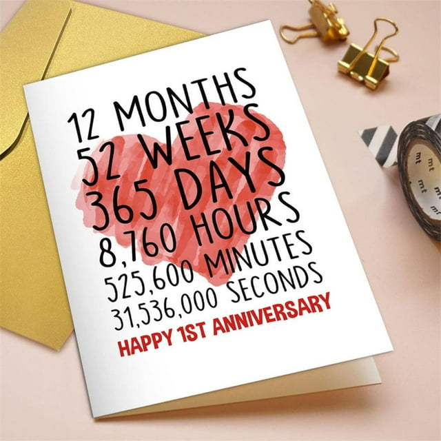Feltree Carte d'Anniversaire de Mariage 365 Jours Enveloppe Dorée