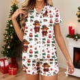 thumbnail image 2 of Womens Pajamas Trendy Cow Print Short Sleeve Button Down Shirt And Shorts Womens Sleepwear,White,2XL, 2 of 4