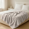 thumbnail image 2 of Somerset Home Mink Faux Fur Blanket - 91x81 Washable Bedding or Throw, Beige, 2 of 7