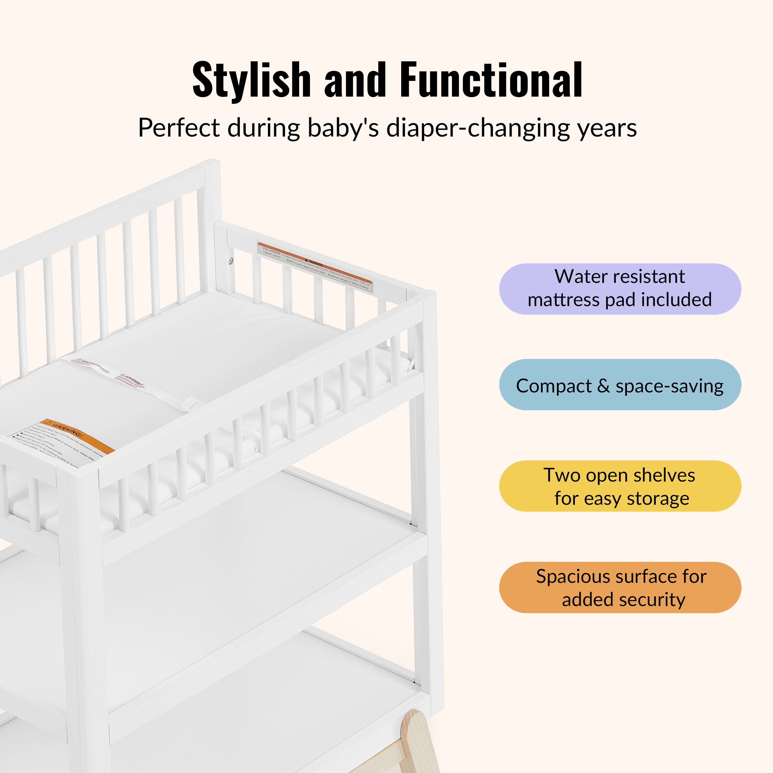 Dream On Me Hygge Changing Table, Greenguard Gold & JPMA Certified, Vintage White Oak