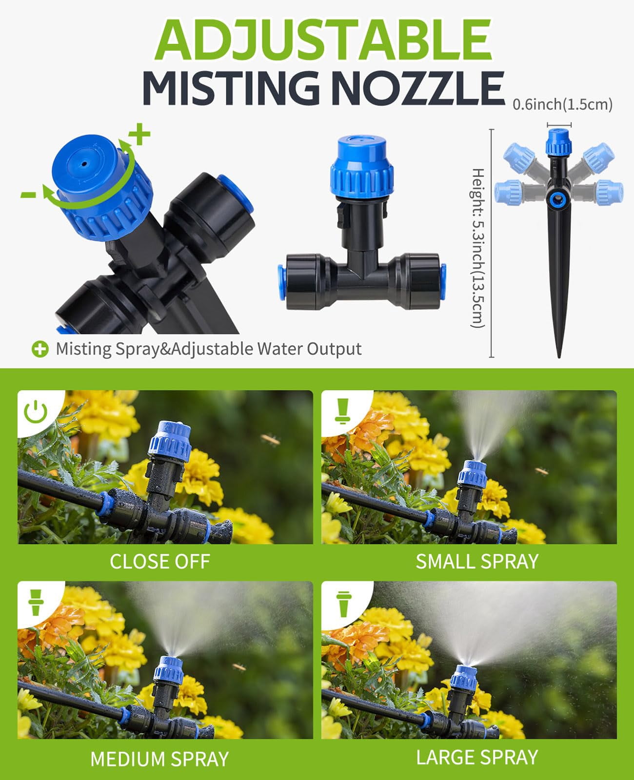 118ft Greenhouse Misting Drip Irrigation Kit With Water Timer  Quick Connector Design Garden Watering System Automatic Tubing Nozzles For Hanging Plants Raised Bed