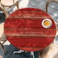 thumbnail image 2 of Red Wood Grain Round Tablecloth, Fitted Table Cover with Elastic for 55"-60" Round Tables, Farmhouse Vintage Wooden Rustic Planks Table Cloth Outdoor Indoor Dinning Party Waterproof Tablecloths, 2 of 7