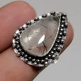 thumbnail image 2 of Black Rutile Pear Shape Gemstone Ring Handmade Antique Gift Jewelry 6.75" FR 665, 2 of 2