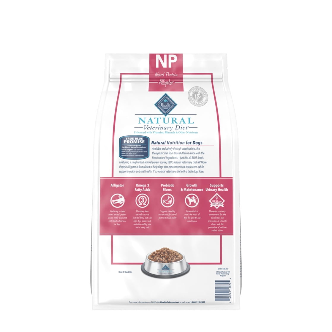 Blue Buffalo Natural Veterinary Diet Novel Protein, Food Sensitivity, Dry Dog Food, Alligator, 6lb Bag