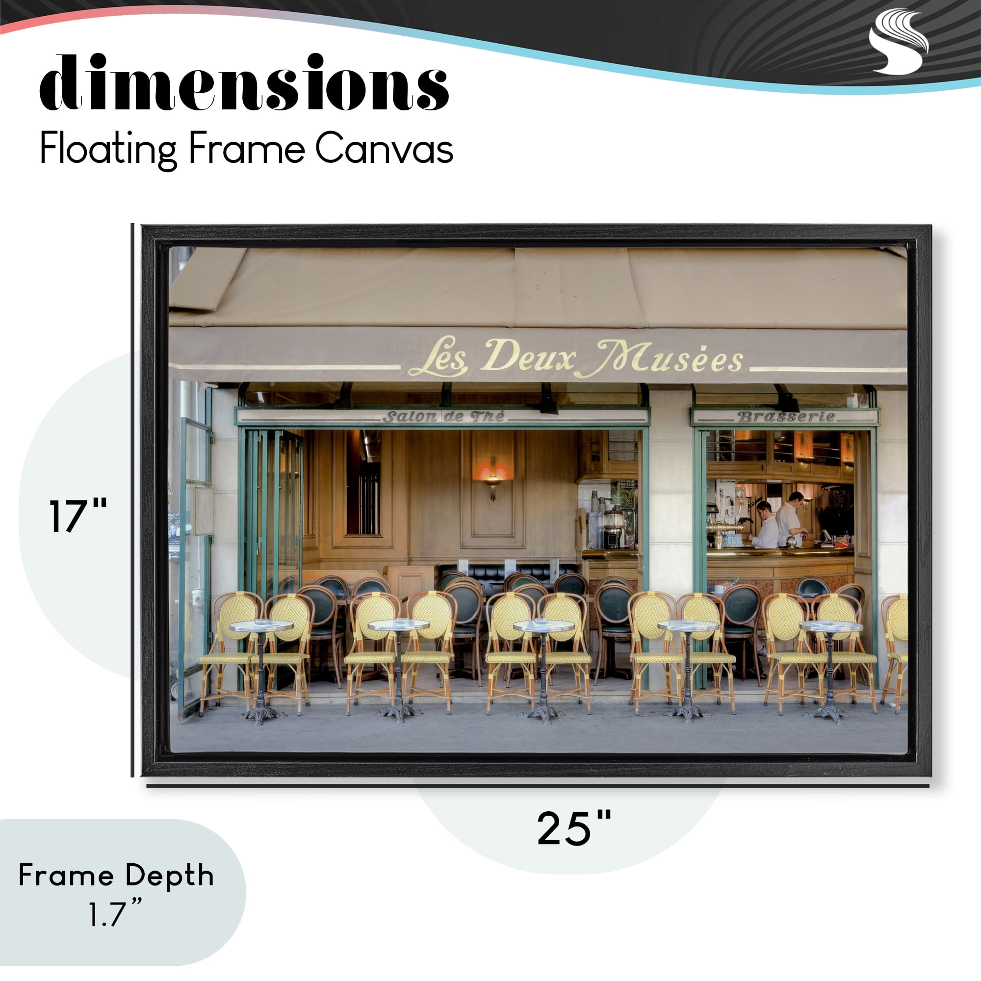 Stupell Industries Parisian Outdoor Seating Cafe Black Framed Floater Canvas Wall Art, design by Alan Blaustein