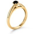 thumbnail image 3 of Gem Stone King 10K Yellow Gold Black Diamond Solitaire Engagement Ring for Women (0.17 Cttw, Gemstone April Birthstone, Round 3.5MM, Size 9), 3 of 4