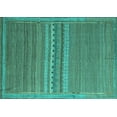 thumbnail image 1 of Ahgly Company Machine Washable Indoor Rectangle Abstract Turquoise Blue Modern Area Rugs, 2' x 5', 1 of 4