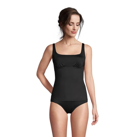 LANDS' END Black Chlorine Resistant Square Neck Tankini Top, US 18W/L, NWOT