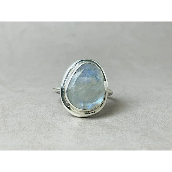 Heaven Crafts Genuine Moonstone Ring Modern Style Bohemian Jewelry 925 Sterling Silver Gift For Her