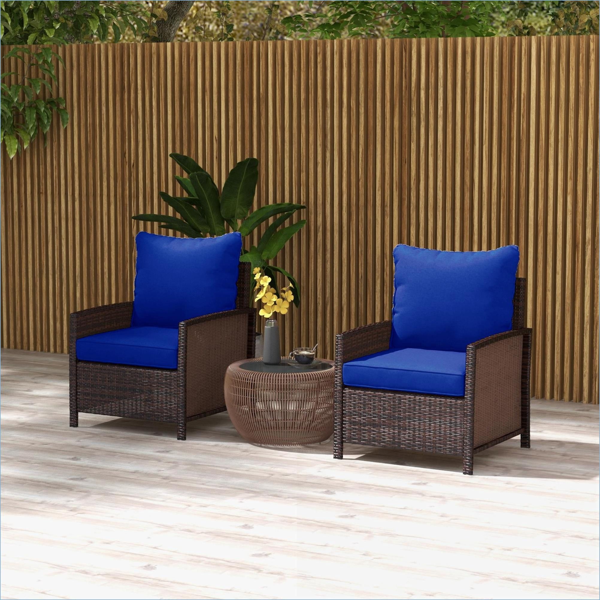 Outdoor Patio Chair Cushions | 4-Piece Replacement Set for Patio Garden Furniture, Navy Blue | Fabric | Solid Back