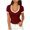 Wine, variant on Wenini Women's Tops V Neck Short Sleeve Ribbed Solid Basic Casual Slim Fit Tshirt Summer Fashion Comfy Workout Blouses, Green S