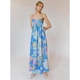thumbnail image 4 of Women'S Floral Maxi Dress Sleeveless Backless A-Line Long Flowing Dress Hollow Back Spaghetti Strap Sundress  Blue S, 4 of 7