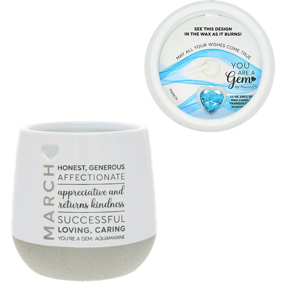 March - 11 oz - 100% Soy Wax Reveal Candle with Birthstone Scent: Tranquility