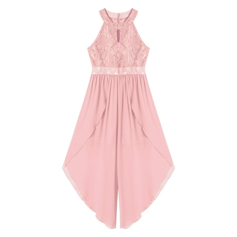 Womens Dresses Speechless Glitter Lace Dress Yartina Kids Girl Sequins Lace  Dress Sleeveless Halter Walk-Through