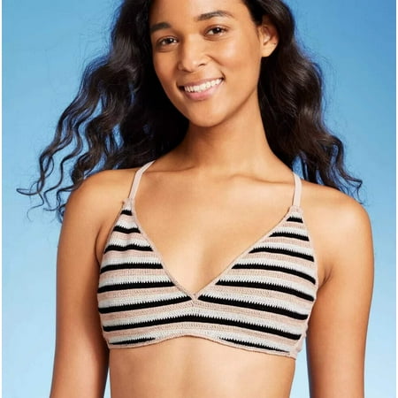 Wild Fable Women s Brown Striped Crochet Bralette Bikini Top Size S