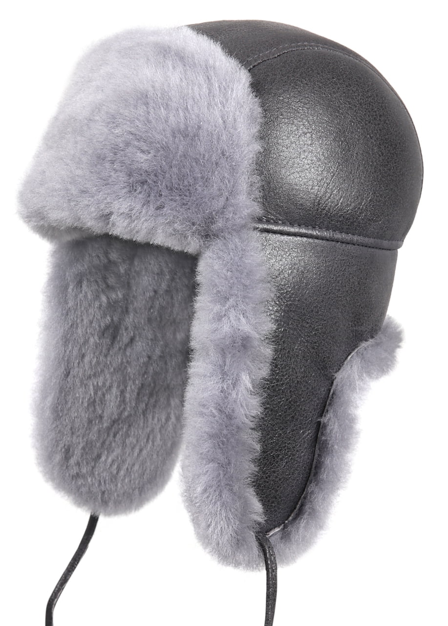 Zavelio Womens Shearling Sheepskin Aviator Russian Bomber Trapper Fur Winter Hat