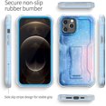 thumbnail image 4 of IBAOLE Compatible with iPhone 12 Case & iPhone 12 Pro, Case Rubber Shockproof Heavy Duty Case with Screen Protector for iPhone 12 6.1 Inch Phone, Built-in Kickstand (Sky) Sky Blue, 4 of 7