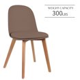 thumbnail image 4 of Set of 2 Armless Plastic Dining Chair Wood Legs for Dining Room Plastic Molded Seat With Cushion, Brown, 4 of 11