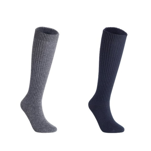 Lian LifeStyle Women's 2 Pairs Exceptional Knee High Wool Boot Socks FS05 Size 6-9  Grey,Navy