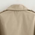 thumbnail image 4 of CUZIBR Women Short Trench Coat Double Casual Long Sleeve Lapel Notched Collar Jacket Cool Motorcycle Cropped Coat Street Wear,Khaki,XL, 4 of 5