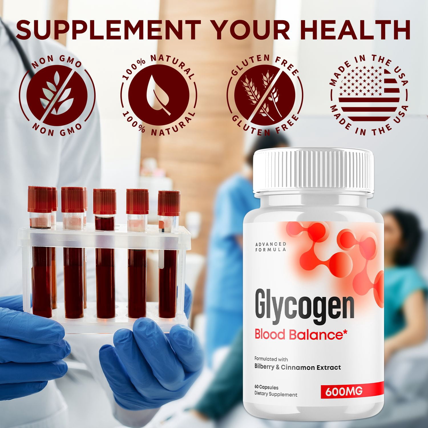 Glycogen Blood Balance Complex Capsules Natural Support Formula 120 Capsules