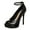 Black, variant on XYD Women Chic Rhinestone Crystals Peep Toe Sandals Platform Stiletto Heels Ankle Strap Buckled Pumps Dressy Shoes Size 7 Gradient Denim