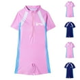 thumbnail image 4 of ZACPNCV Kids Boys Girls Swimsuit Short Sleeve Zipper Swimsuit Bathing Suit Rash Guard Quick Dry Swimwear Pink 11-14 Years, 4 of 4
