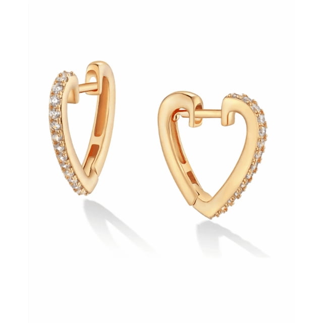 Aretes Xtellar Dorados En Forma De Corazón Con Diamantes