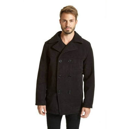 Double Breasted Mid Length Coat - Big Men's Faux Wool Double Breasted Short Length Pea Coat