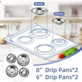 thumbnail image 5 of Stove Burner Drip Pans for Electric Stove Top,Perfectly Fit Whirlpool Frigidaire Kenmore Electric Range,Thickening to Prevent Bending and Rust, Include 2 x 6 in, 2 x 8 in, 5 of 9