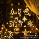 thumbnail image 2 of Luz LED colgante 3D para ventana, decoración navideña, ciervos de Navidad, campanas, pino, árbol, estrellas, Luna, luz LED de Navidad, 2 of 3