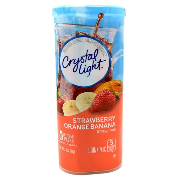 Crystal Light Strawberry Orange Banana Drink Mix, 12-Quart 2.4-Ounce Canister (Pack Of 5) Packaing may vary