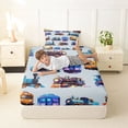 thumbnail image 4 of Castle Fairy Whimsical Train Art Twin Sheet Sets 3pcs for Toddlers, Playful Engine Pattern Bedding for Bedroom, Light Blue, 4 of 6