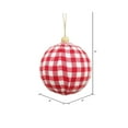 thumbnail image 2 of Vickerman 4" Red and White Plaid Cloth Ball Christmas Ornament, 4 pieces per box, 2 of 3