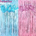 thumbnail image 2 of Cortinas con flecos metálicos, decoración de revelación de género, globos de aluminio, azul, rosa, azul, suministros de revelación de género, 2 of 4