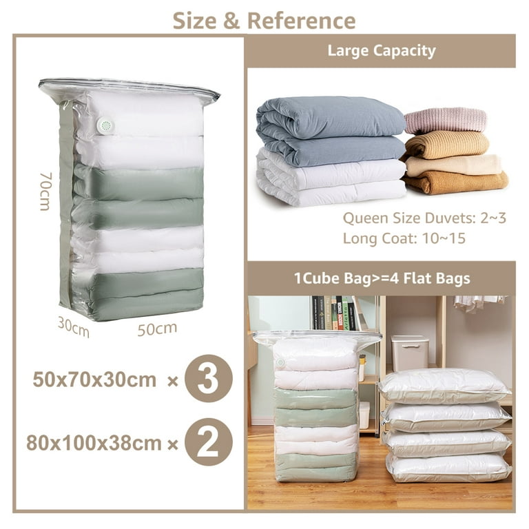 Vacuum Storage Bags Space Saver Bags Large Storage Bags Vacuum Sealed for  Beddings Clothes Blankets Comforters