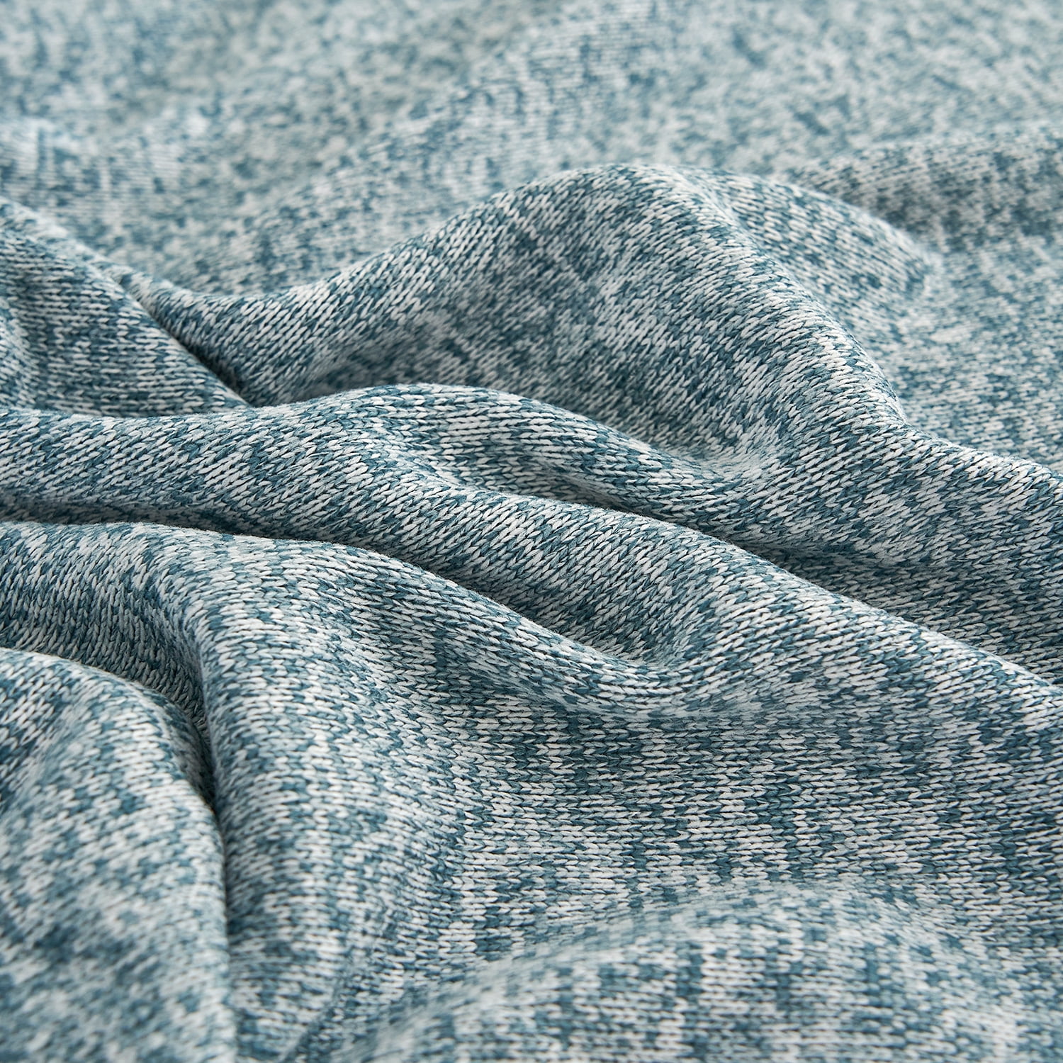 JML Knit Blanket Twin Size with 1 Sham Lightweight Fuzzy Jersey Blanket, 60"X80", Navy