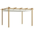thumbnail image 3 of Outsunny 10'x13' Retractable Pergola with Wood Grain Aluminum Frame, Cream, 3 of 10