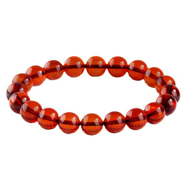 Pulsera de perlas de ámbar con sangre natural de 5 mm para mujer