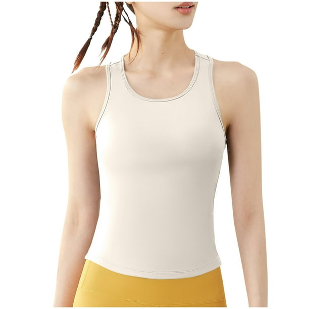 Tops de Yoga para Mujeres Manga Corta Cuello Redondo Deportes Elásticos, Top Ajustado para Primavera Verano Y Otoño