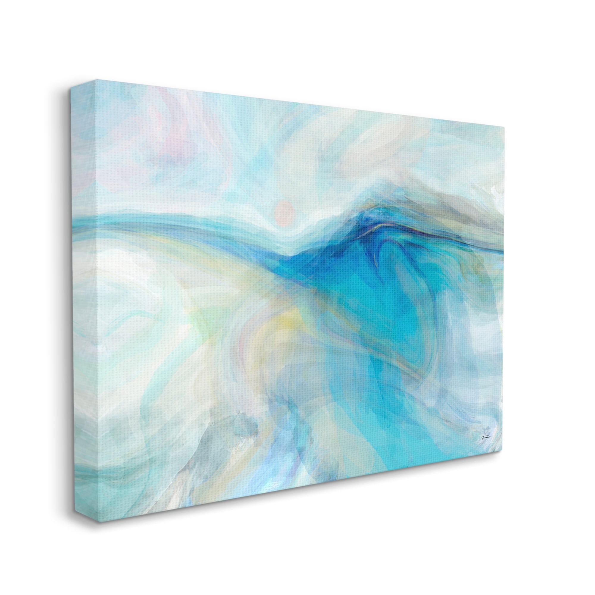 Stupell Blue Fluid Pastel Abstract Swirl Abstract Painting Gallery Wrapped Canvas Print Wall Art