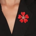 thumbnail image 3 of Eosunjian Women Brooch Flower Shape Rhinestone Decor Petal Anti-slip Shoulder Bag Suit Coat Collar Hat Clothes Pin Party Prom Bride Wedding Garment Jewelry Red, 3 of 11