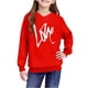 thumbnail image 5 of Sudadera con capucha y estampado de corazón de San Valentín, sudadera de manga larga para niños y niñas, chaqueta para niñas de talla mediana y grande., 5 of 7
