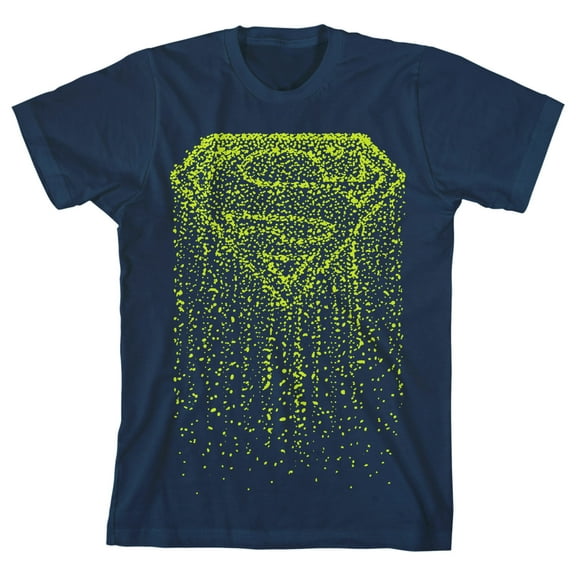 Superman Dripping Logo Boy's Navy T-shirt-XL